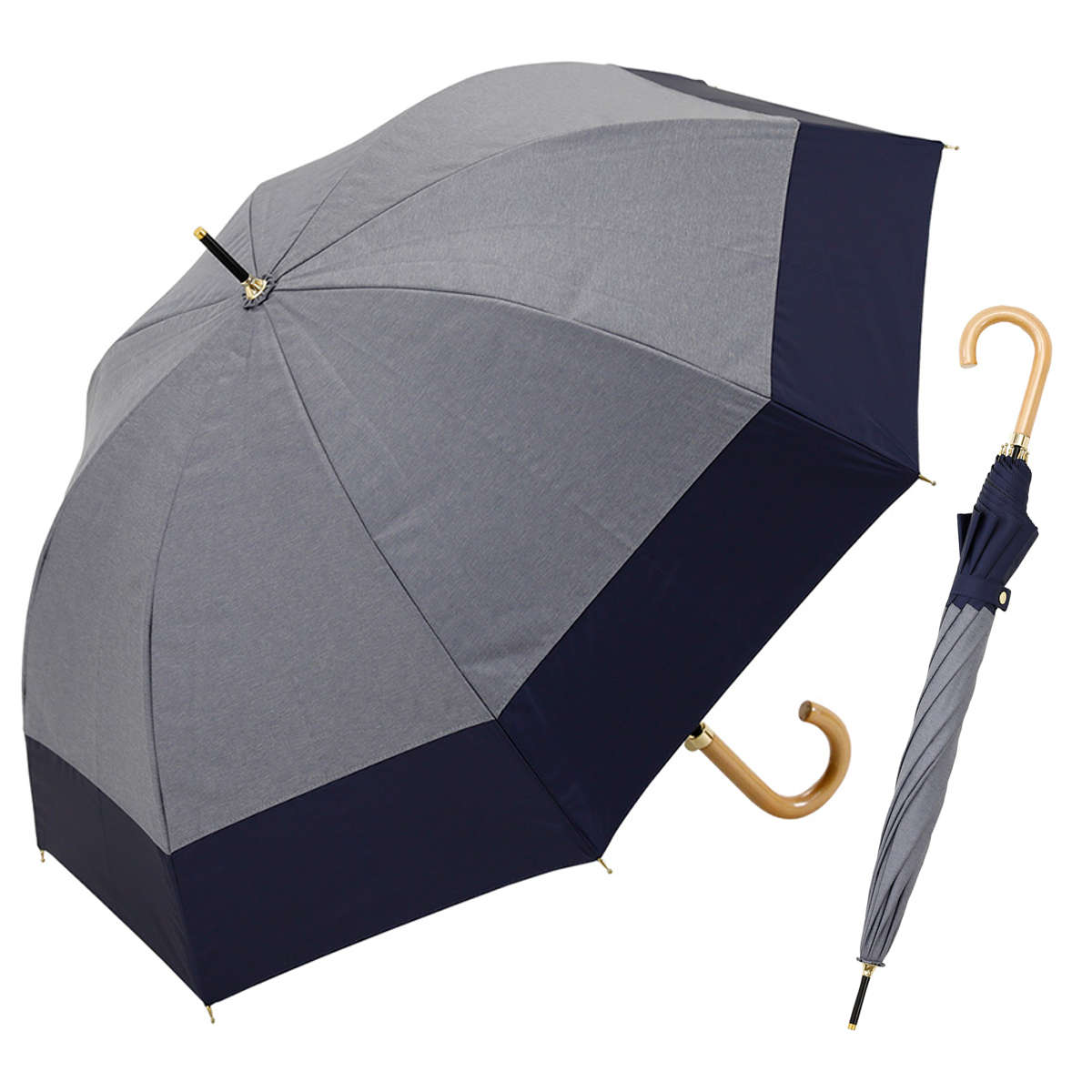 長傘 centelleo 晴雨兼用 ダンガリー バイカラー パラソル 手開き式 50cm ( 傘 レディース かさ おしゃれ かわいい 雨傘 日傘 UVカット 99% 撥水 遮熱 遮光 日焼け防止 UV対策 暑さ対策 カサ アンブレラ プレゼント ) 【D】 D