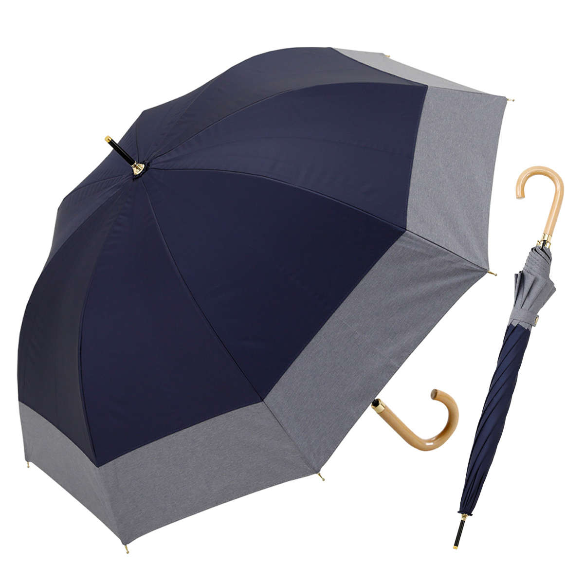 長傘 centelleo 晴雨兼用 ダンガリー バイカラー パラソル 手開き式 50cm ( 傘 レディース かさ おしゃれ かわいい 雨傘 日傘 UVカット 99% 撥水 遮熱 遮光 日焼け防止 UV対策 暑さ対策 カサ アンブレラ プレゼント ) 【D】 D