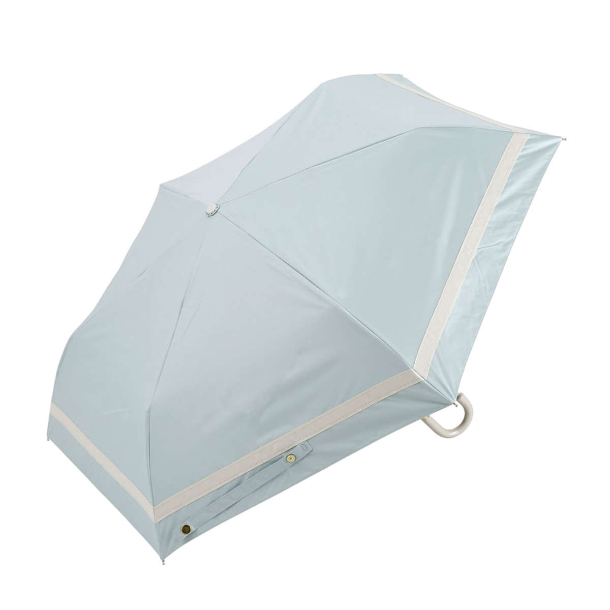 折りたたみ傘 晴雨兼用 LINEDROPS グログランリボン 50cm 手開き式 ( 傘 折り畳み傘 レディース かさ 雨傘 日傘 UVカット 99% 撥水 遮光 遮熱 日焼け防止 UV対策 暑さ対策 カサ アンブレラ 通勤 通学 ストラップ付き ) 【ホワイト】 ホワイト