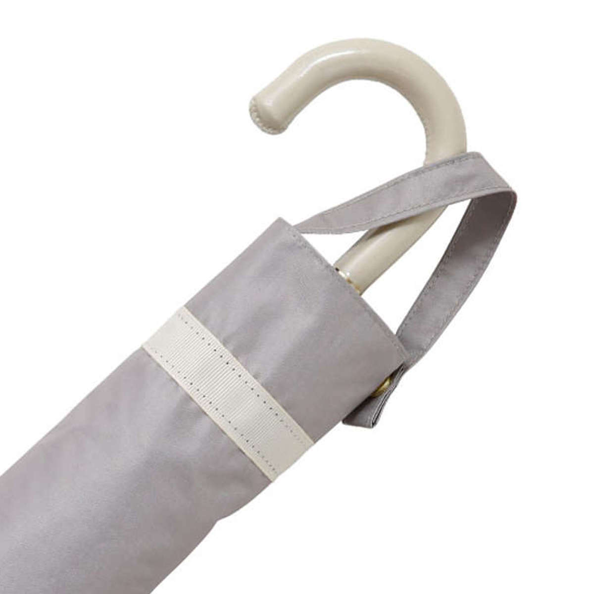 折りたたみ傘 晴雨兼用 LINEDROPS グログランリボン 50cm 手開き式 ( 傘 折り畳み傘 レディース かさ 雨傘 日傘 UVカット 99% 撥水 遮光 遮熱 日焼け防止 UV対策 暑さ対策 カサ アンブレラ 通勤 通学 ストラップ付き ) 【ホワイト】 ホワイト