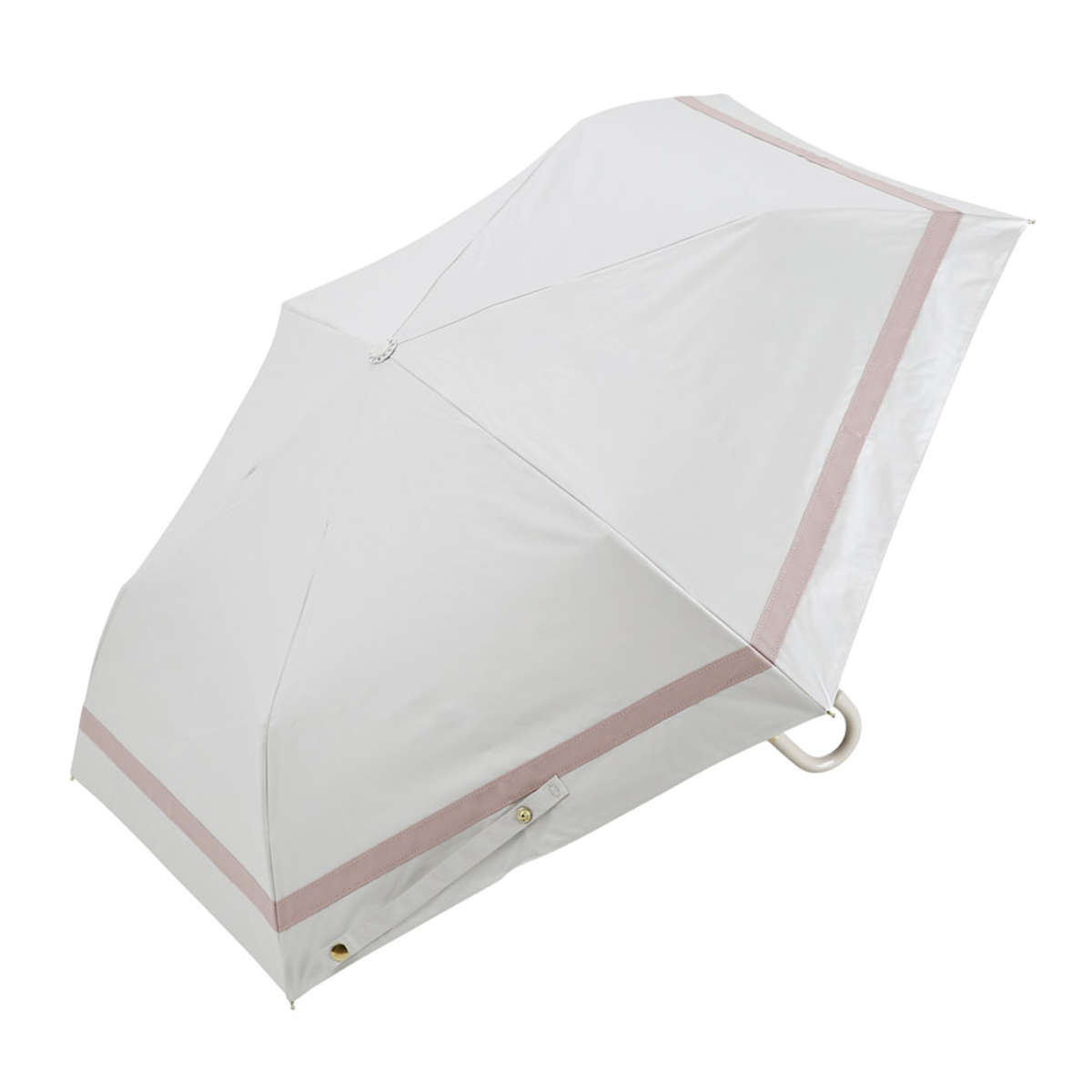 折りたたみ傘 晴雨兼用 LINEDROPS グログランリボン 50cm 手開き式 ( 傘 折り畳み傘 レディース かさ 雨傘 日傘 UVカット 99% 撥水 遮光 遮熱 日焼け防止 UV対策 暑さ対策 カサ アンブレラ 通勤 通学 ストラップ付き ) 【ホワイト】 ホワイト