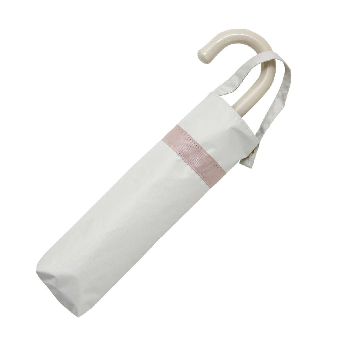 折りたたみ傘 晴雨兼用 LINEDROPS グログランリボン 50cm 手開き式 ( 傘 折り畳み傘 レディース かさ 雨傘 日傘 UVカット 99% 撥水 遮光 遮熱 日焼け防止 UV対策 暑さ対策 カサ アンブレラ 通勤 通学 ストラップ付き ) 【ホワイト】 ホワイト