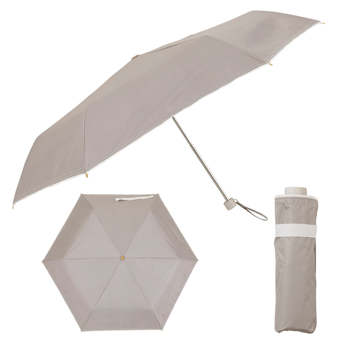 長傘 折りたたみ傘 晴雨兼用 LINEDROPS グログランリボン ステッチ 50cm 手開き式 ( 傘 折り畳み傘 レディース かさ 雨傘 日傘 UVカット 99% 完全遮光 撥水 遮熱 遮光 日焼け防止 カサ アンブレラ 通勤 通学 UV対策 暑さ対策 ) 【ネイビー 折りたたみ傘】 ネイビー 折りたたみ傘