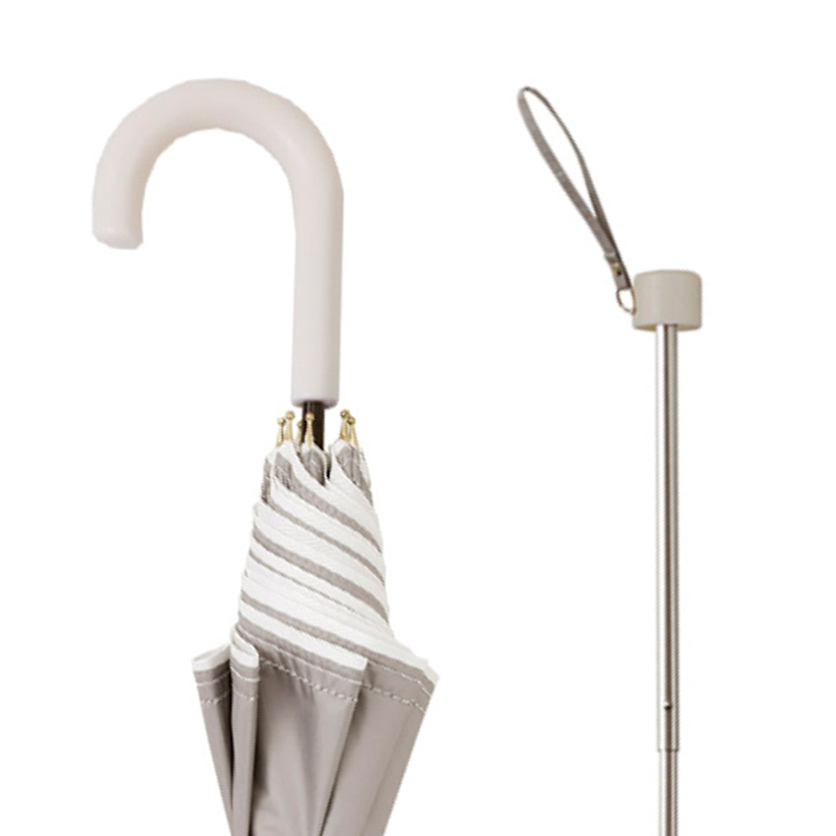 長傘 折りたたみ傘 晴雨兼用 LINEDROPS グログランリボン ステッチ 50cm 手開き式 ( 傘 折り畳み傘 レディース かさ 雨傘 日傘 UVカット 99% 完全遮光 撥水 遮熱 遮光 日焼け防止 カサ アンブレラ 通勤 通学 UV対策 暑さ対策 ) 【ネイビー 折りたたみ傘】 ネイビー 折りたたみ傘