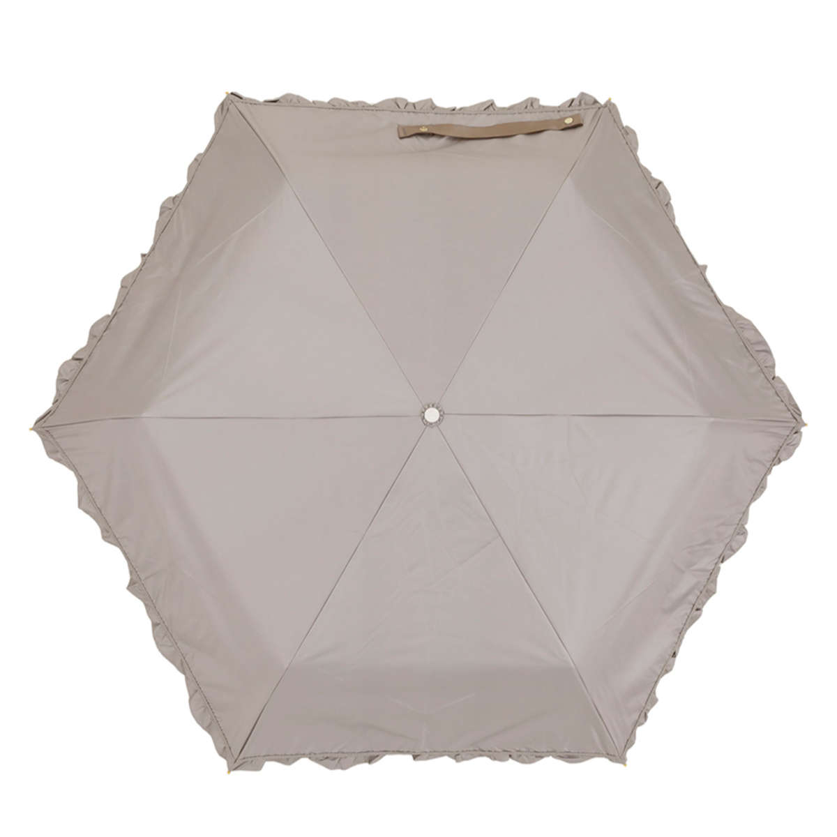 折りたたみ傘 晴雨兼用 LINEDROPS フリル 50cm 手開き式 ( 傘 折り畳み傘 レディース かさ 雨傘 遮熱 遮光 UVカット 99% 撥水 日焼け防止 UV対策 暑さ対策 カサ 小さい 持ち運び 無地 通勤 通学 ) 【グレージュ】 グレージュ