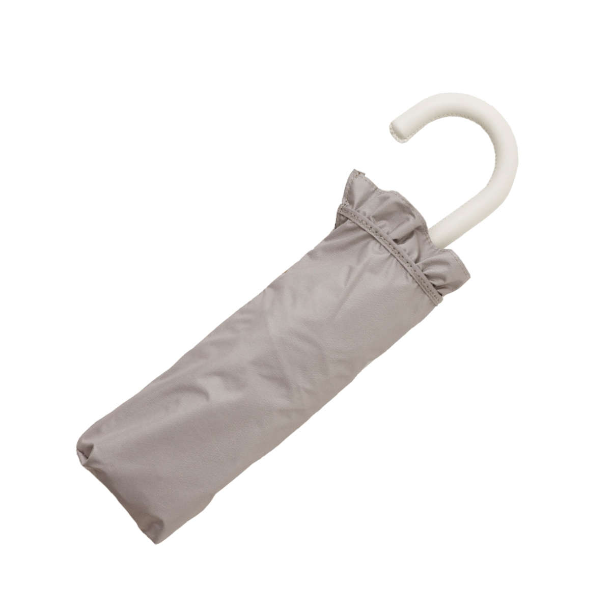 折りたたみ傘 晴雨兼用 LINEDROPS フリル 50cm 手開き式 ( 傘 折り畳み傘 レディース かさ 雨傘 遮熱 遮光 UVカット 99% 撥水 日焼け防止 UV対策 暑さ対策 カサ 小さい 持ち運び 無地 通勤 通学 ) 【グレージュ】 グレージュ