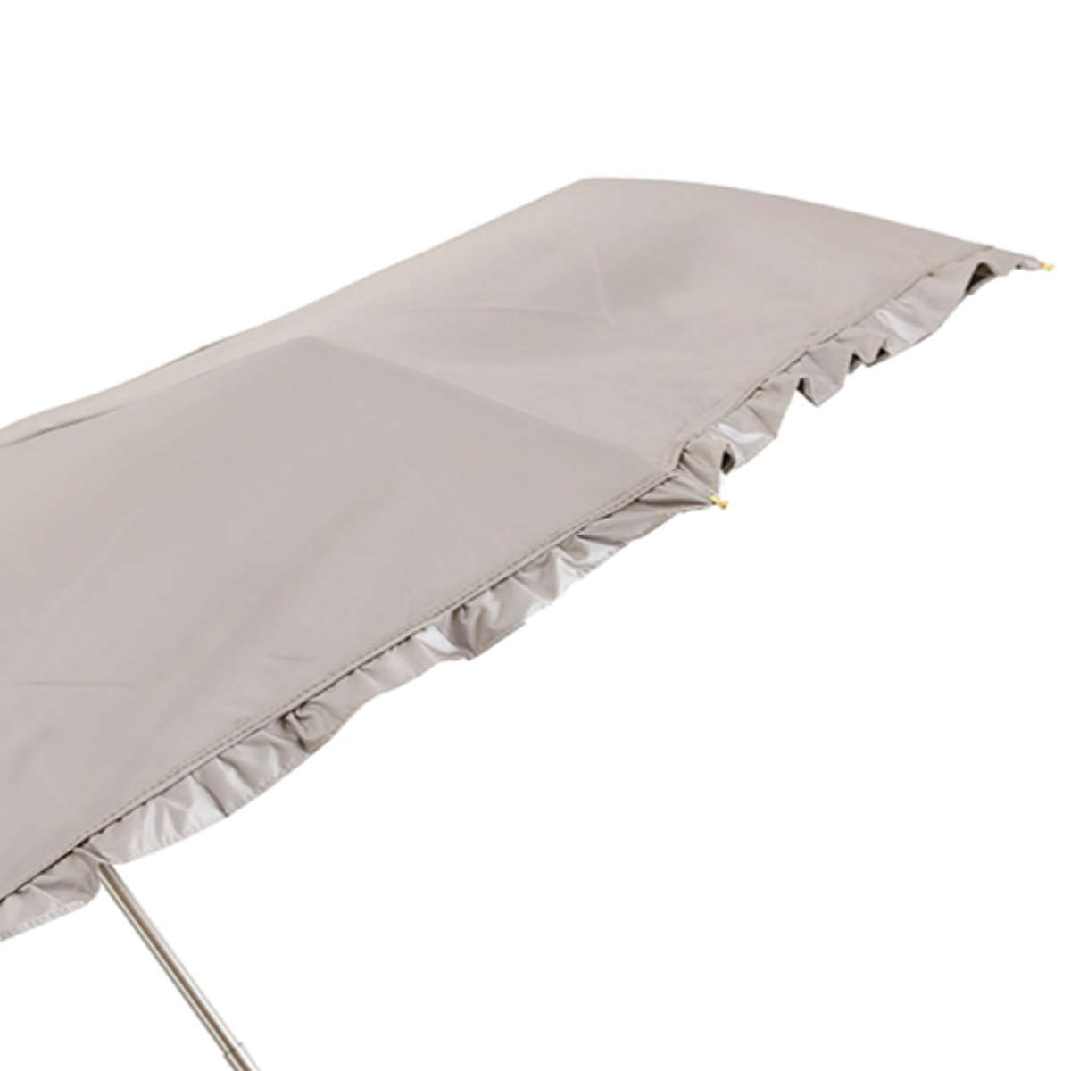 折りたたみ傘 晴雨兼用 LINEDROPS フリル 50cm 手開き式 ( 傘 折り畳み傘 レディース かさ 雨傘 遮熱 遮光 UVカット 99% 撥水 日焼け防止 UV対策 暑さ対策 カサ 小さい 持ち運び 無地 通勤 通学 ) 【グレージュ】 グレージュ