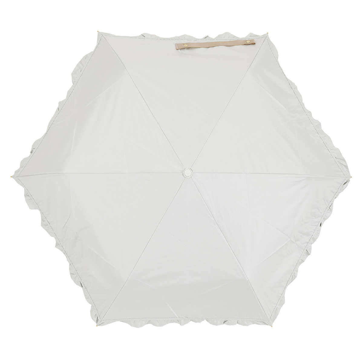 折りたたみ傘 晴雨兼用 LINEDROPS フリル 50cm 手開き式 ( 傘 折り畳み傘 レディース かさ 雨傘 遮熱 遮光 UVカット 99% 撥水 日焼け防止 UV対策 暑さ対策 カサ 小さい 持ち運び 無地 通勤 通学 ) 【グレージュ】 グレージュ