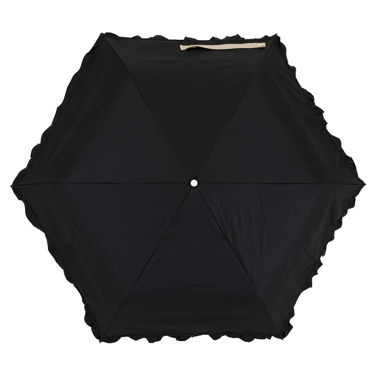 折りたたみ傘 晴雨兼用 LINEDROPS フリル 50cm 手開き式 ( 傘 折り畳み傘 レディース かさ 雨傘 遮熱 遮光 UVカット 99% 撥水 日焼け防止 UV対策 暑さ対策 カサ 小さい 持ち運び 無地 通勤 通学 ) 【グレージュ】 グレージュ