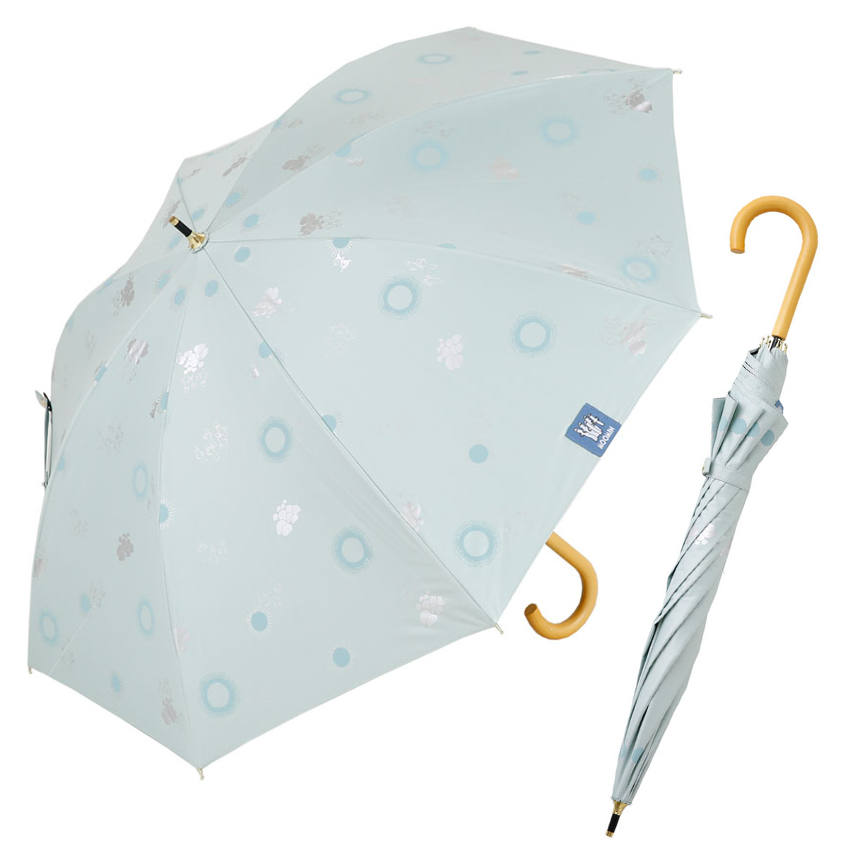 長傘 晴雨兼用 ムーミン ニョロニョロ リトルミイ 50cm 手開き式 ( 傘 レディース かさ キャラクター 雨傘 遮光 UVカット 99% UPF50+ 日傘 撥水 遮熱 日焼け防止 UV対策 暑さ対策 カサ アンブレラ プレゼント おしゃれ かわいい ) 【海岸】 海岸