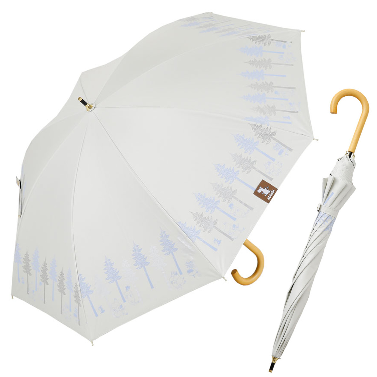 長傘 晴雨兼用 ムーミン ニョロニョロ リトルミイ 50cm 手開き式 ( 傘 レディース かさ キャラクター 雨傘 遮光 UVカット 99% UPF50+ 日傘 撥水 遮熱 日焼け防止 UV対策 暑さ対策 カサ アンブレラ プレゼント おしゃれ かわいい ) 【海岸】 海岸