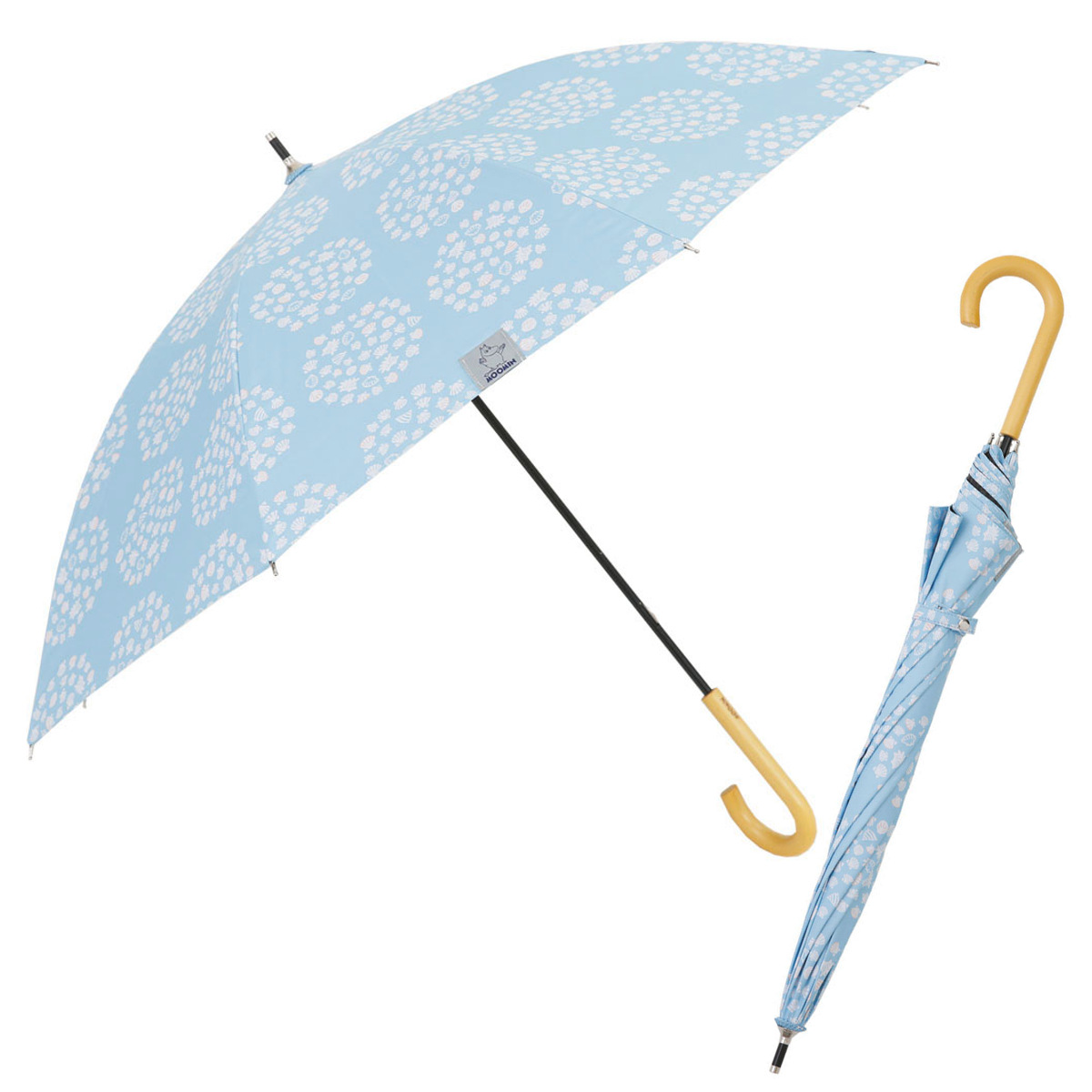 長傘 晴雨兼用 ムーミン ニョロニョロ リトルミイ 50cm 手開き式 ( 傘 レディース かさ キャラクター 雨傘 遮光 UVカット 99% UPF50+ 日傘 撥水 遮熱 日焼け防止 UV対策 暑さ対策 カサ アンブレラ プレゼント おしゃれ かわいい ) 【海岸】 海岸