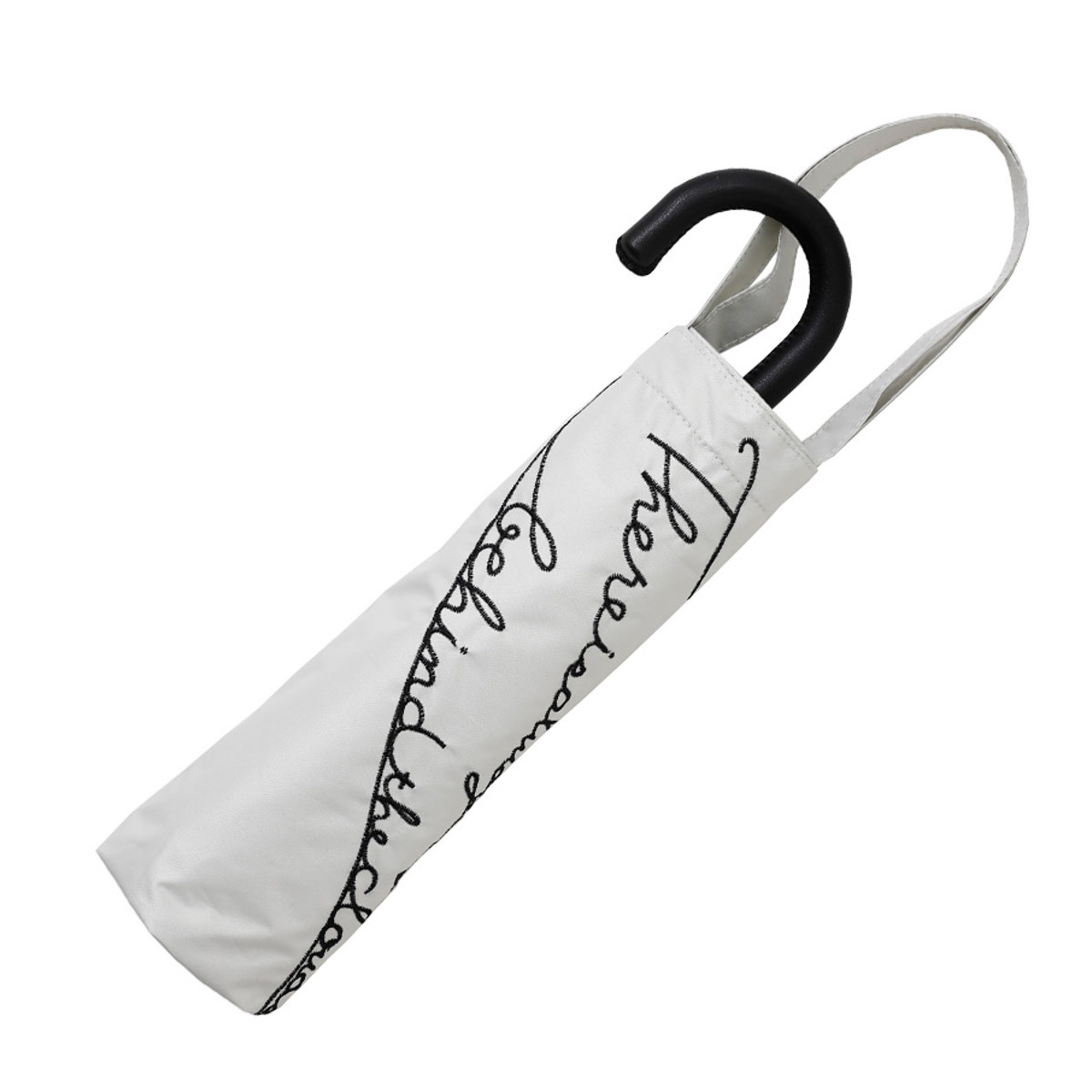 晴雨兼用傘 折りたたみ傘 LINEDROPS ロゴ刺繍 50cm 手開き式 ( 傘 折り畳み傘 バッグ付き レディース かさ 雨傘 日傘 UVカット 99% 撥水 遮光 遮熱 日焼け防止 UV対策 暑さ対策 カサ アンブレラ 通勤 通学 持ち運び 手提げ ) 【ホワイト】 ホワイト