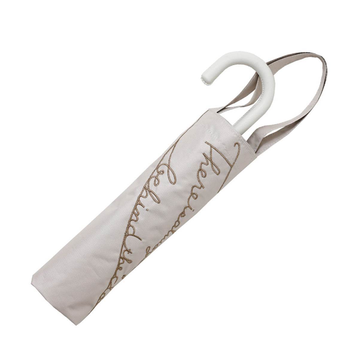 晴雨兼用傘 折りたたみ傘 LINEDROPS ロゴ刺繍 50cm 手開き式 ( 傘 折り畳み傘 バッグ付き レディース かさ 雨傘 日傘 UVカット 99% 撥水 遮光 遮熱 日焼け防止 UV対策 暑さ対策 カサ アンブレラ 通勤 通学 持ち運び 手提げ ) 【ホワイト】 ホワイト