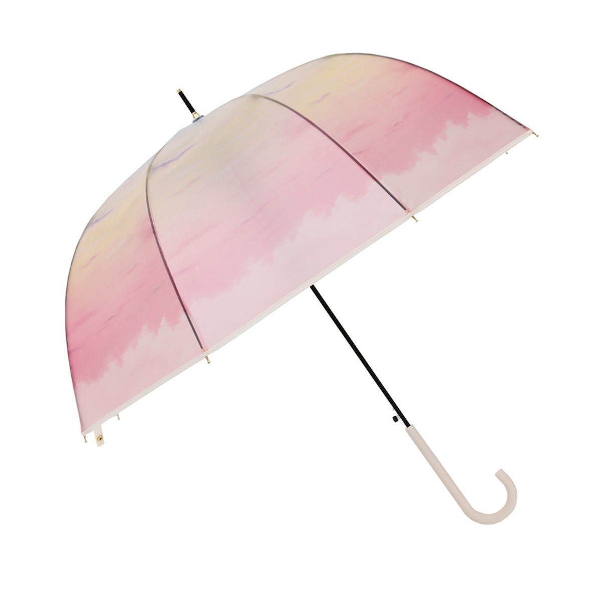 雨傘 長傘 LINEDROPS マットクリア アンブレラ 60cm ジャンプ式 ( 傘 ビニール傘 半透明 ドーム レディース かさ 丈夫 撥水 ワンタッチ 開きやすい カサ 通勤 通学 お出かけ プレゼント おしゃれ かわいい ) 【ブルーデイジー】 ブルーデイジー