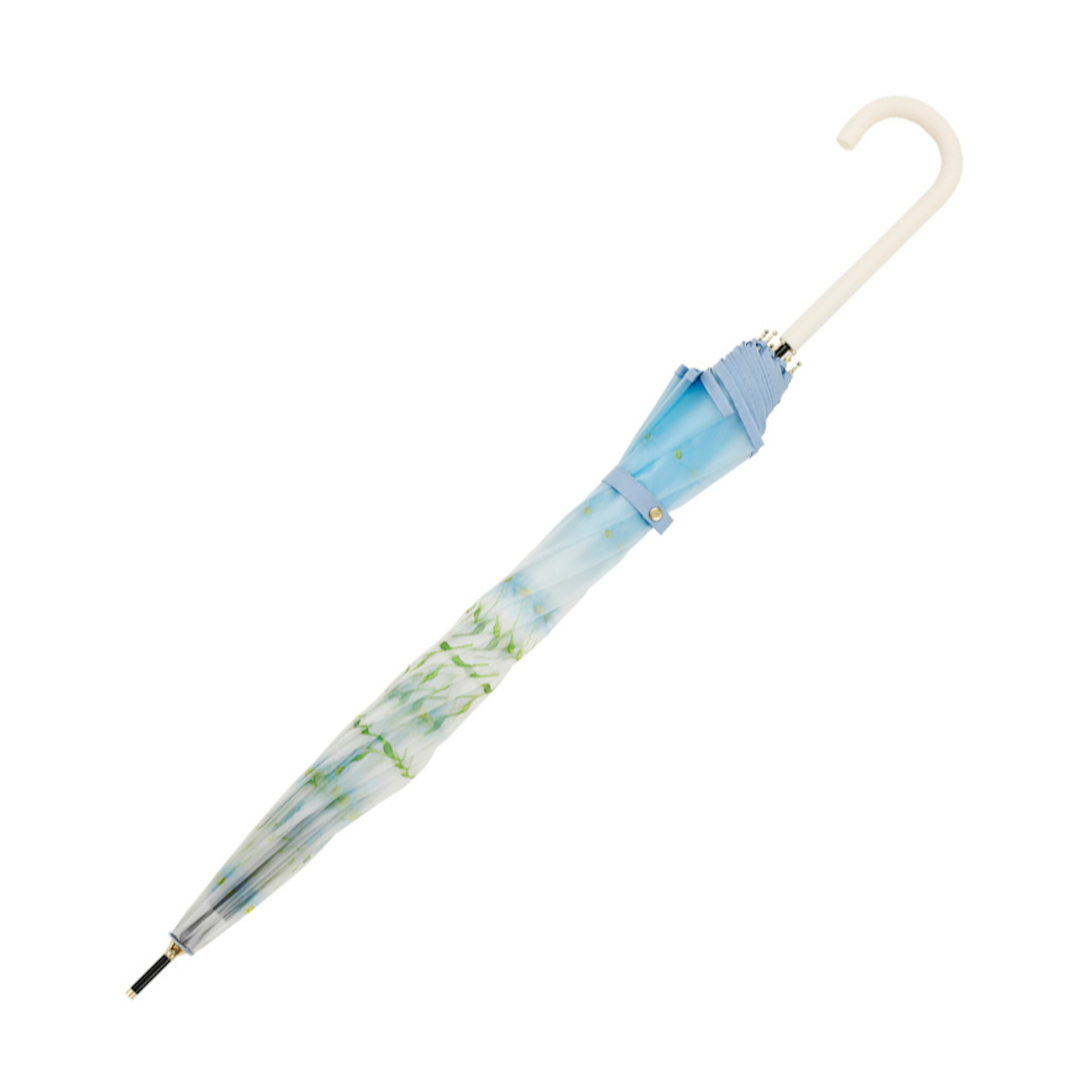 雨傘 長傘 LINEDROPS マットクリア アンブレラ 60cm ジャンプ式 ( 傘 ビニール傘 半透明 ドーム レディース かさ 丈夫 撥水 ワンタッチ 開きやすい カサ 通勤 通学 お出かけ プレゼント おしゃれ かわいい ) 【ブルーデイジー】 ブルーデイジー