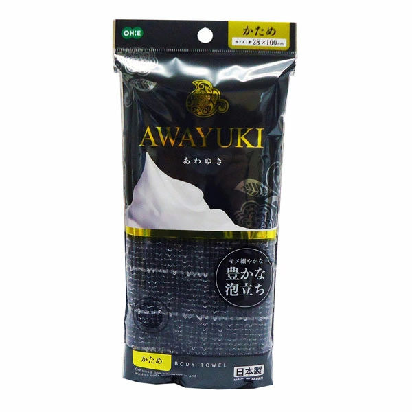 ボディタオル オーエ あわゆき ナイロンタオル かため ( ボディータオル 浴用タオル 日本製 国産 硬め かたい 硬い 泡立つ ボディケア バス用品 バスグッズ 風呂用品 メンズ 男性 )