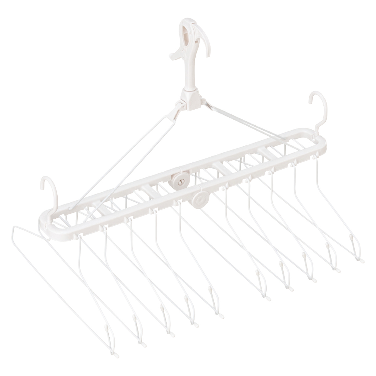 洗濯ハンガー 連結ハンガー 10連 ワイヤー LS ( 10連ハンガー ハンガー 洗濯 折りたたみ 洗濯物干し キャッチフック式 物干しハンガー まとめ干し キャッチフック コンパクト 収納 )