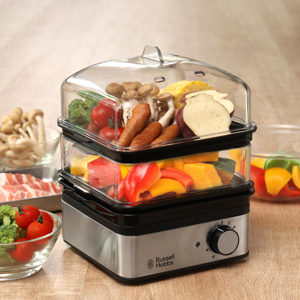 【送料関税無料】 Russell Hobbs 電動蒸し器 2段 ミニスチーマー （ ラッセル 調理器具