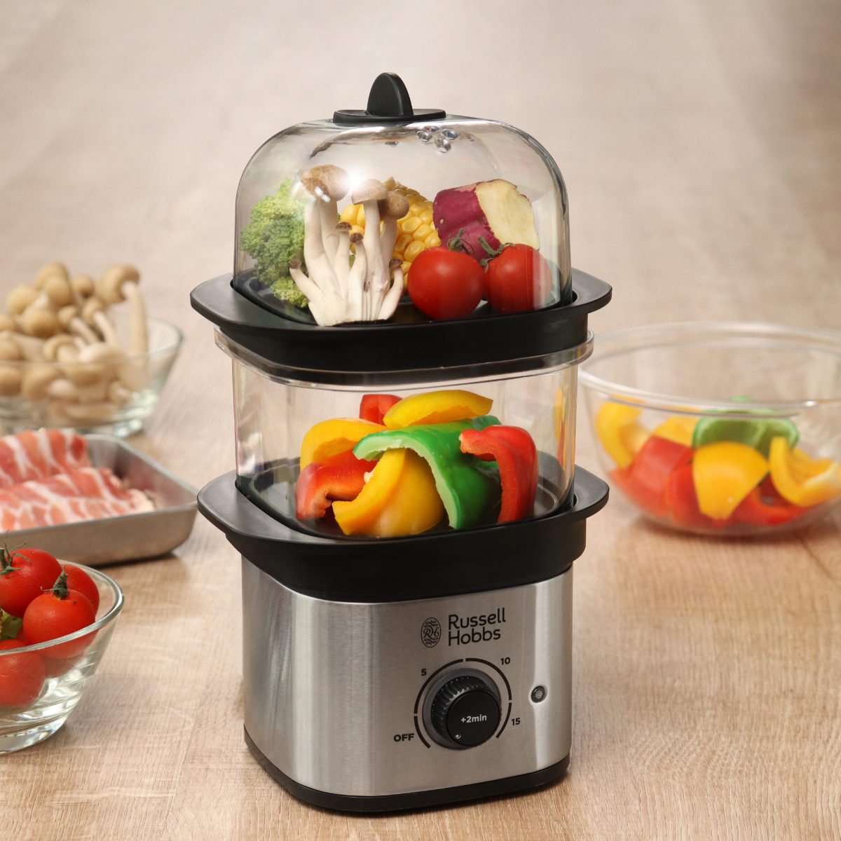 Russell Hobbs 電動蒸し器 2段 クイックミニスチーマー