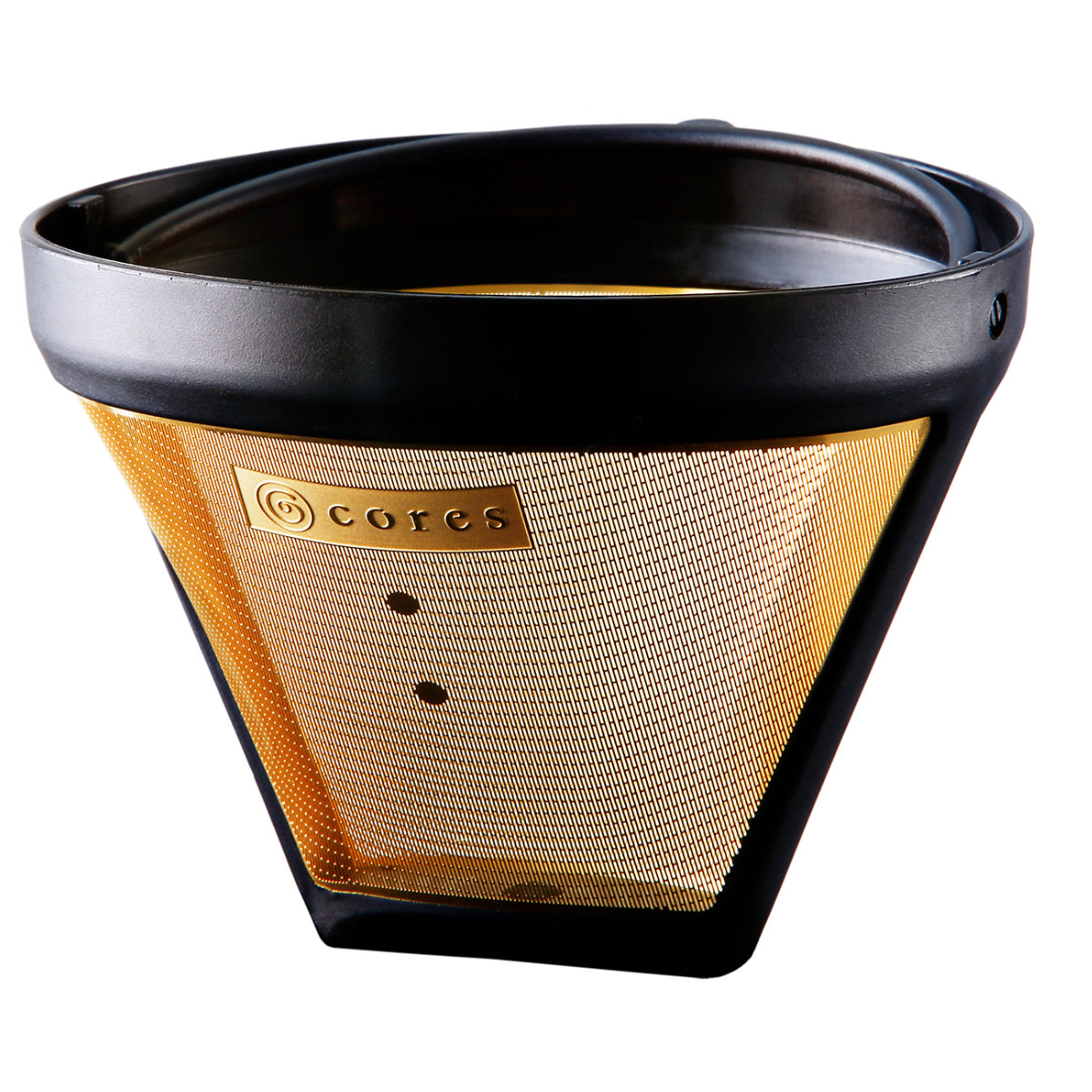 Cores コーヒーフィルター 2~4杯用 ゴールドフィルター 純金メッキ ( コレス コーヒードリップ コーヒードリッパー 目盛付き ステンレスフィルター ペーパーレス 純金コーティング ハンドドリップ ホルダー付き )
