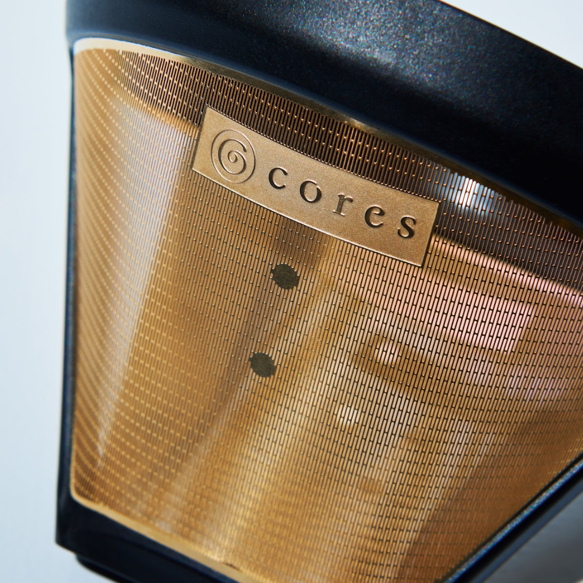 Cores コーヒーフィルター 2~8杯用 ゴールドフィルター 純金メッキ ( コレス コーヒードリップ コーヒードリッパー 目盛付き ステンレスフィルター ペーパーレス 純金コーティング ハンドドリップ ホルダー付き )