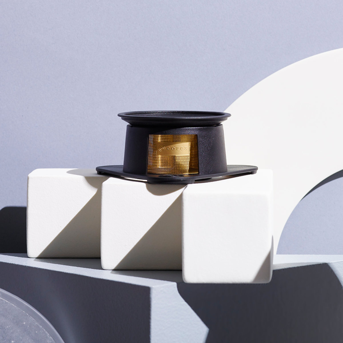 Cores コーヒーフィルター 1杯用 シングルカップ ゴールドフィルター 純金メッキ ( コレス コーヒードリップ コーヒードリッパー ドリップ ホルダー付き 1杯分 ステンレスフィルター ペーパーレス 純金コーティング ハンドドリップ ) 【ブラック】 ブラック