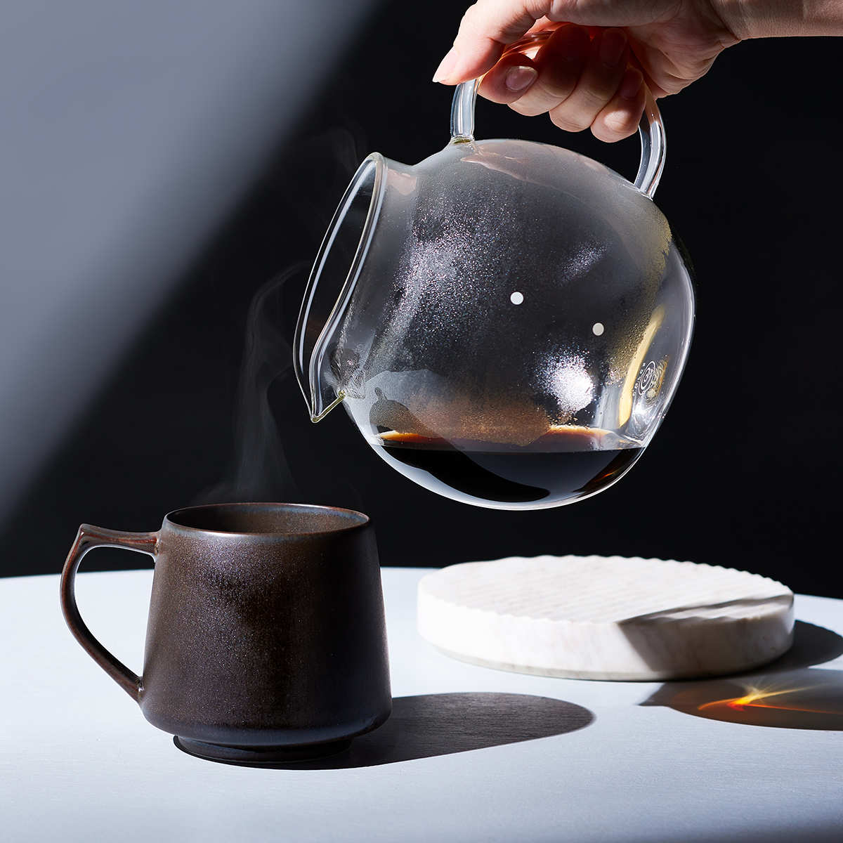 Cores コーヒーサーバー 500ml 4カップ用 クリアガラスサーバー ( コレス 食洗機対応 電子レンジ対応 ガラスサーバー ドリップサーバー コーヒーポット ティーポット ふた付き 竹 目盛り付き ティータイム おしゃれ )