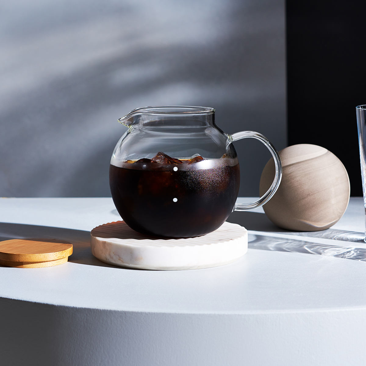 Cores コーヒーサーバー 500ml 4カップ用 クリアガラスサーバー ( コレス 食洗機対応 電子レンジ対応 ガラスサーバー ドリップサーバー コーヒーポット ティーポット ふた付き 竹 目盛り付き ティータイム おしゃれ )