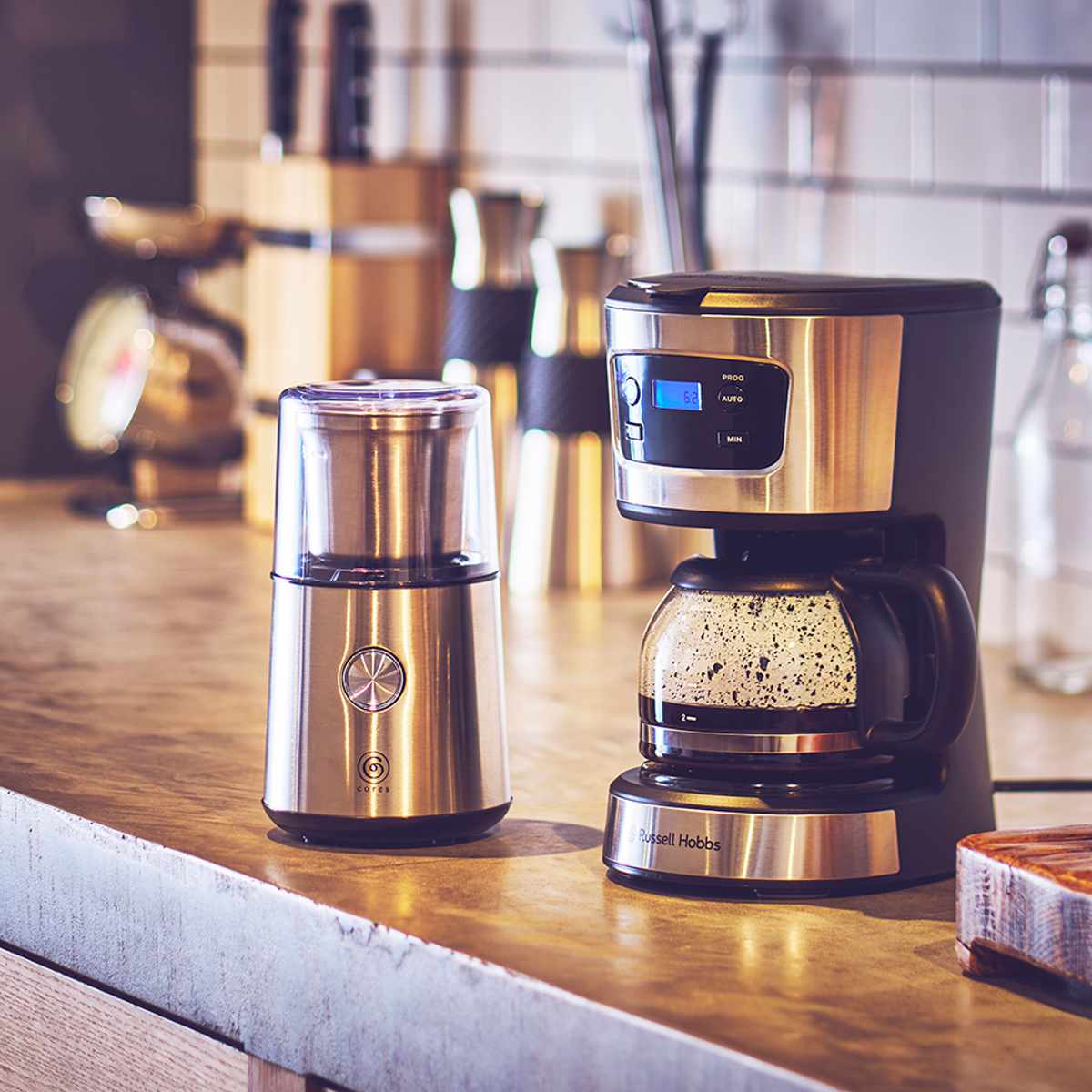 Cores ブレードコーヒーグラインダー 電動 コーヒーミル ( コレス ミル 電動ミル 電動コーヒーミル コンパクト コーヒー 珈琲 ドリップ 粗さ調節 シンプル 掃除用ブラシ付き おしゃれ )