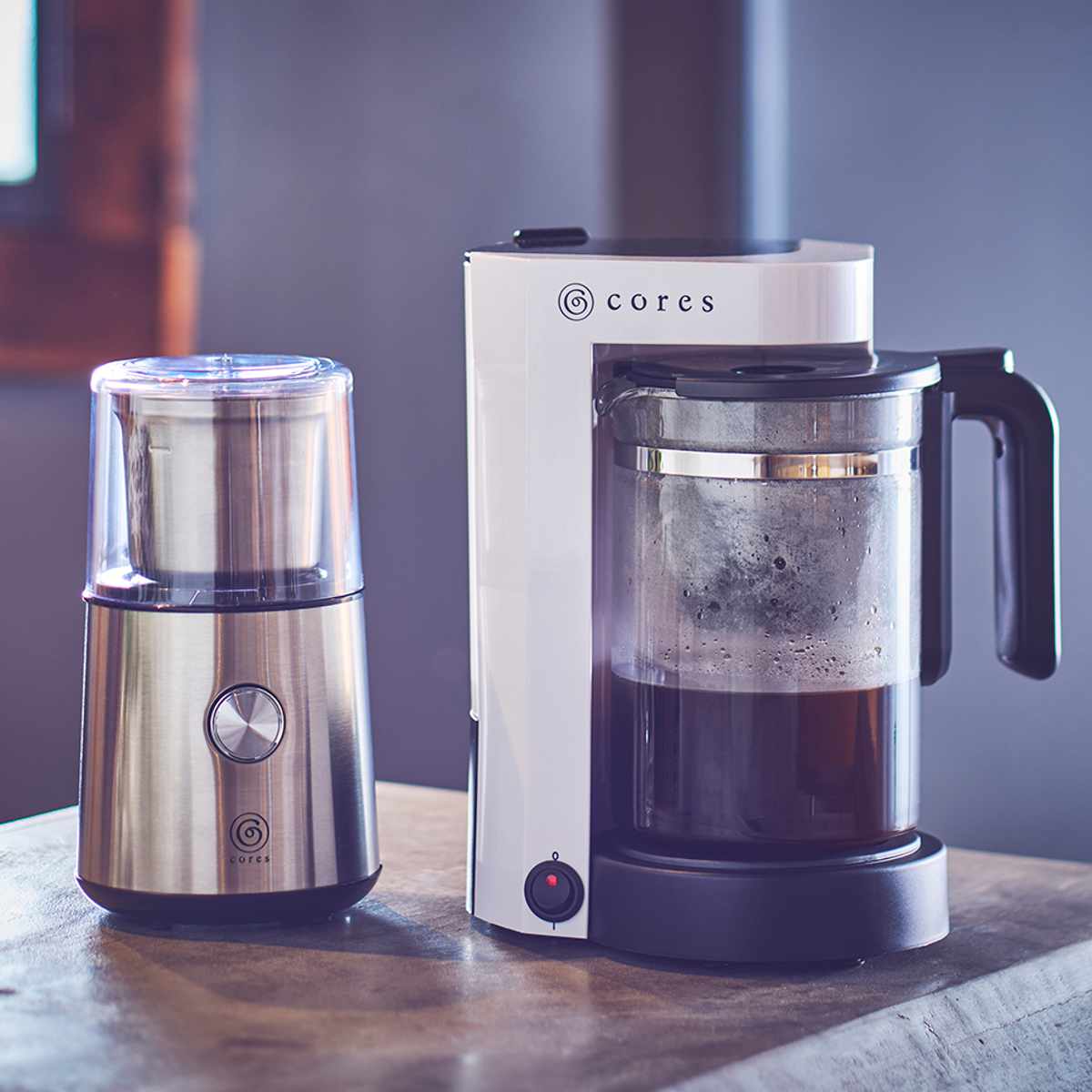 Cores ブレードコーヒーグラインダー 電動 コーヒーミル ( コレス ミル 電動ミル 電動コーヒーミル コンパクト コーヒー 珈琲 ドリップ 粗さ調節 シンプル 掃除用ブラシ付き おしゃれ )