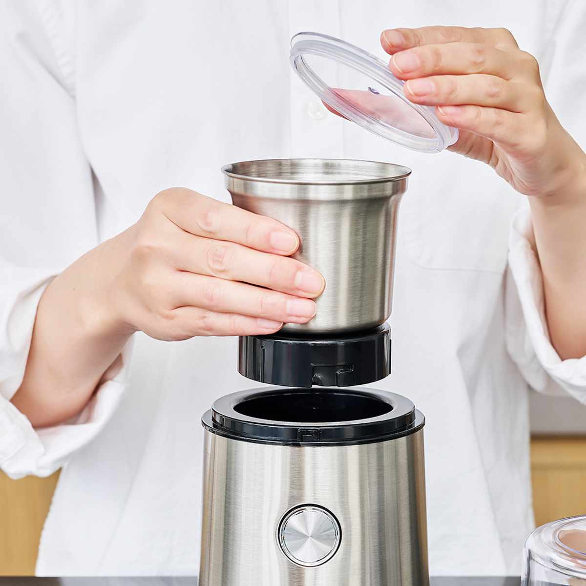 Cores ブレードコーヒーグラインダー 電動 コーヒーミル ( コレス ミル 電動ミル 電動コーヒーミル コンパクト コーヒー 珈琲 ドリップ 粗さ調節 シンプル 掃除用ブラシ付き おしゃれ )