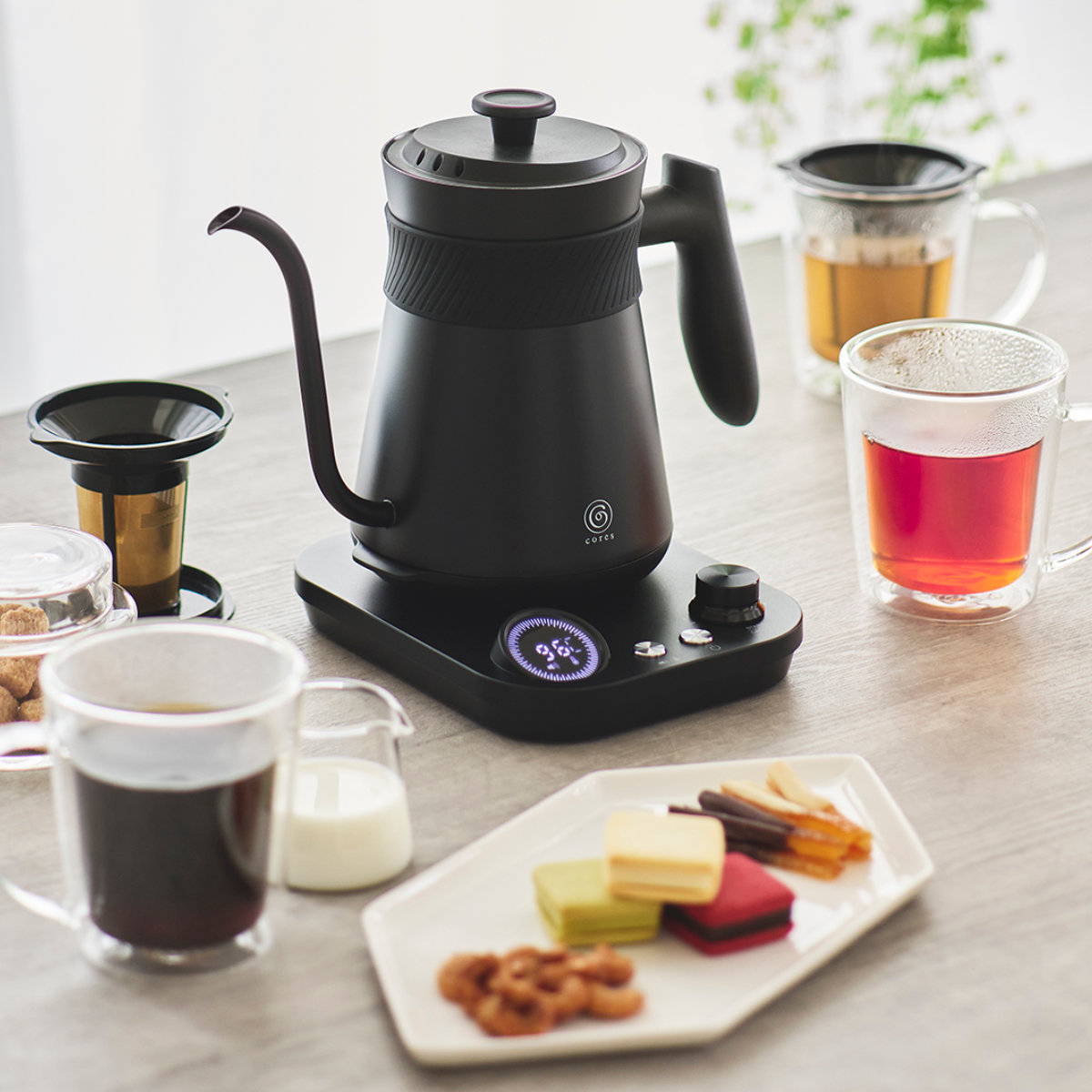 Cores フリータイムケトル 0.8L ドリップケトル ( コレス ケトル 電気ケトル ドリップポット コーヒーポット ハンドドリップ ドリップ コーヒー 珈琲 温度調節 保温機能 800ml 細口 おしゃれ )