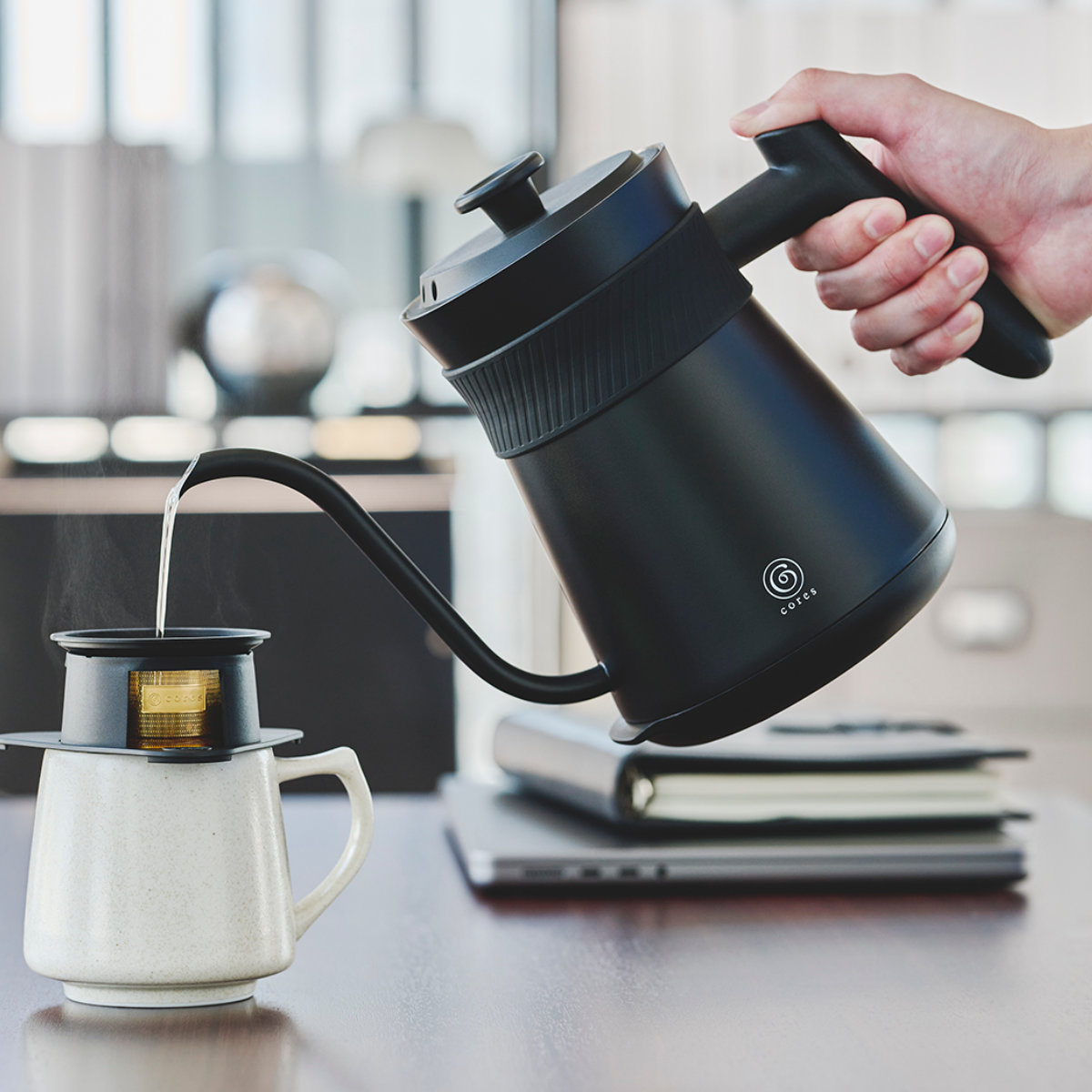 Cores フリータイムケトル 0.8L ドリップケトル ( コレス ケトル 電気ケトル ドリップポット コーヒーポット ハンドドリップ ドリップ コーヒー 珈琲 温度調節 保温機能 800ml 細口 おしゃれ )