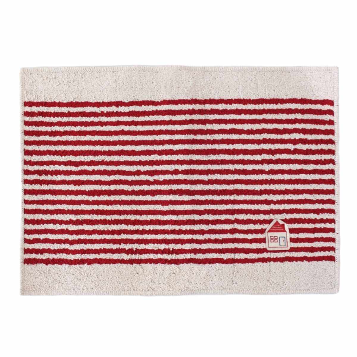 バスマット カーサ 洗えるマット 45×60cm ( お風呂マット 足拭きマット すべり止め 吸水 洗える ループ織り 浴室マット バス マット 45×60 滑り止め ボーダー柄 レッド ブラウン ) 【ブラウン】 ブラウン