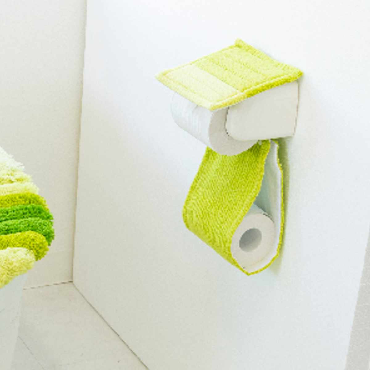 ペーパーホルダーカバー フレッシュデオ ( トイレットペーパーカバー ペーパーホルダー 洗濯OK 予備 トイレタリー 取付簡単 洗える ボーダー柄 ブルー グリーン ) 【ブルー】 ブルー