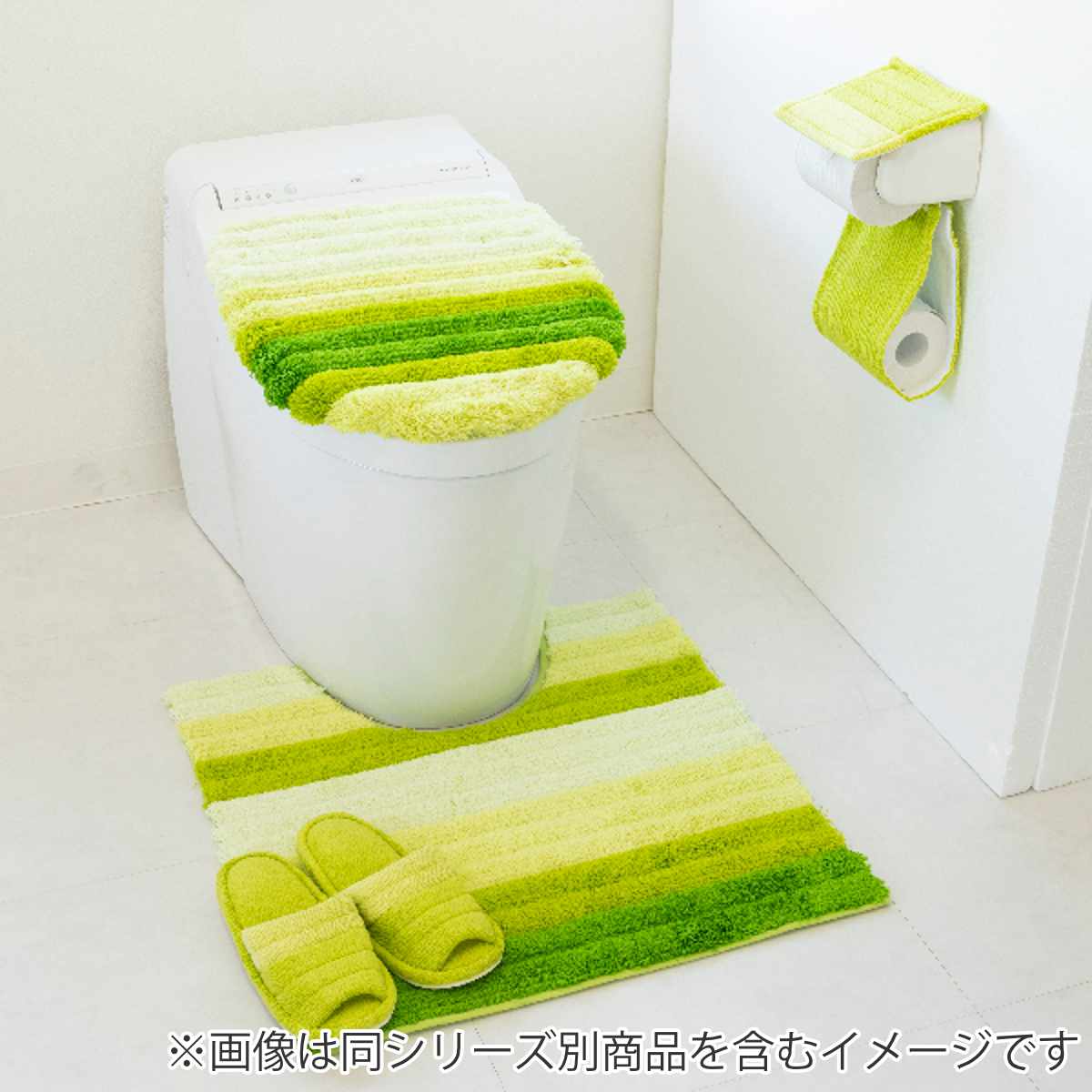ペーパーホルダーカバー フレッシュデオ ( トイレットペーパーカバー ペーパーホルダー 洗濯OK 予備 トイレタリー 取付簡単 洗える ボーダー柄 ブルー グリーン ) 【ブルー】 ブルー