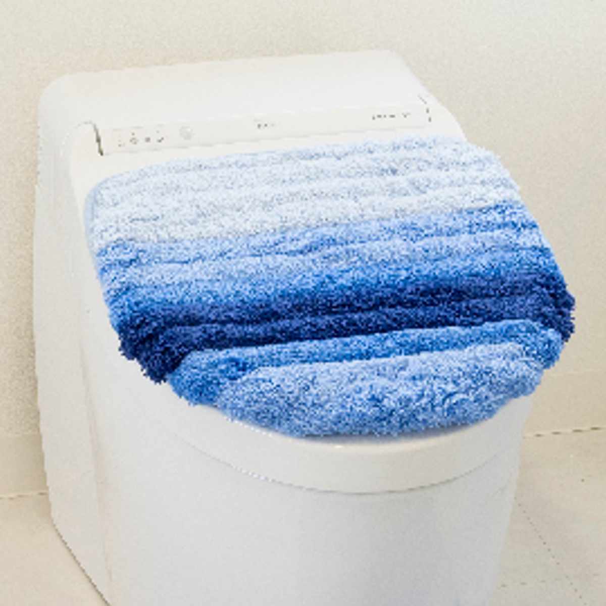 蓋カバー フレッシュデオ トイレフタカバー 兼用 ( 蓋 フタ カバー 吸着 U型 O型 洗浄暖房型 兼用タイプ 洗濯OK トイレタリー ふたカバー 吸着タイプ 丸洗い ボーダー柄 ブルー グリーン ) 【ブルー】 ブルー