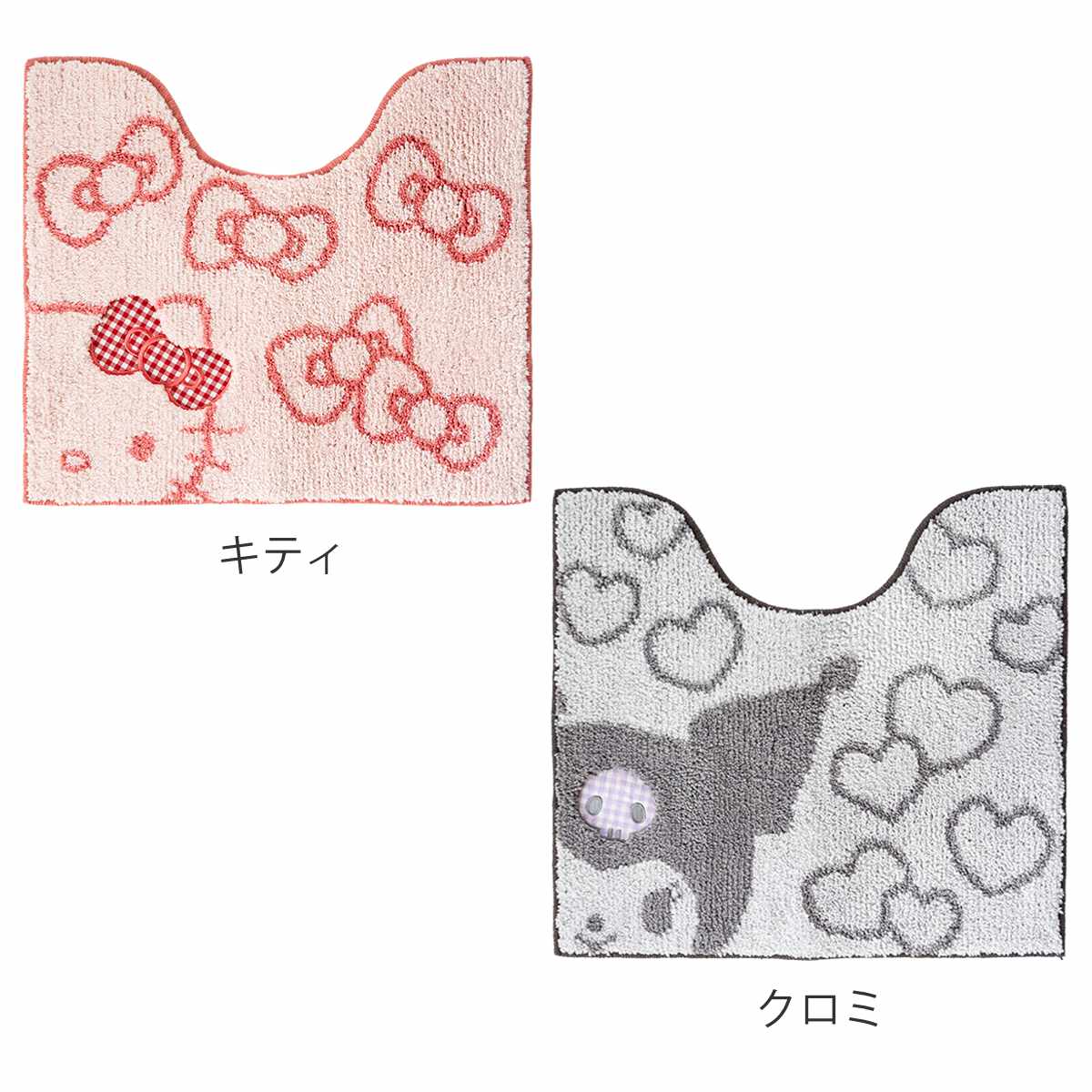 トイレマット サンリオキャラクターズ シュシュ キティ クロミ 約55×60cm ( トイレ マット 足元マット サンリオ 滑り止め 洗濯OK トイレタリー すべり止め 丸洗い 55×60 キャラクター キティちゃん クロミちゃん ) 【キティ】 キティ