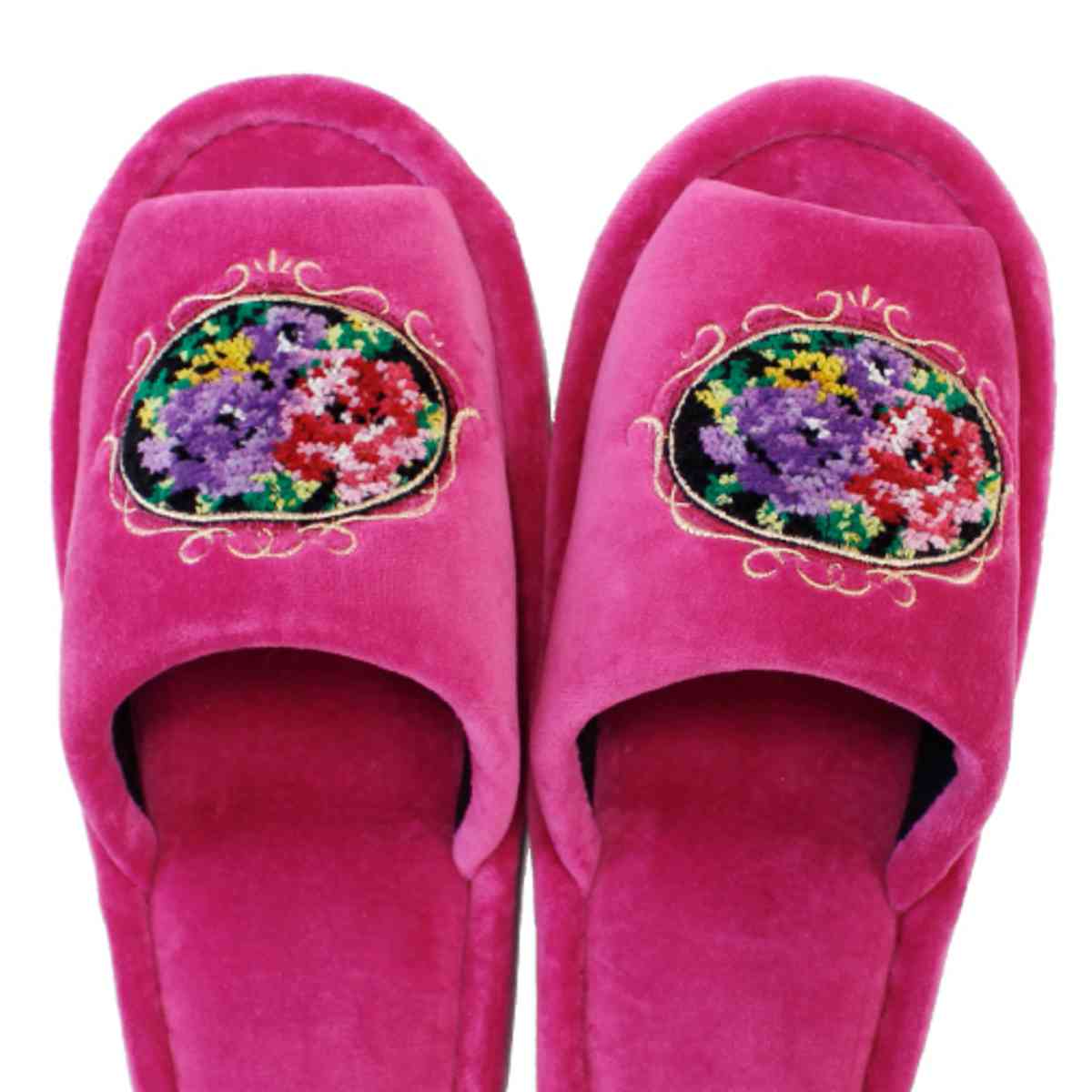 トイレスリッパ シェニールロゼ スリッパ ( トイレ用スリッパ 前開き 洗濯OK 25cmまで シェニール織り トイレ用品 洗える ルームスリッパ ベルネット調 バラ ピンク グリーン ベージュ ) 【グリーン】 グリーン