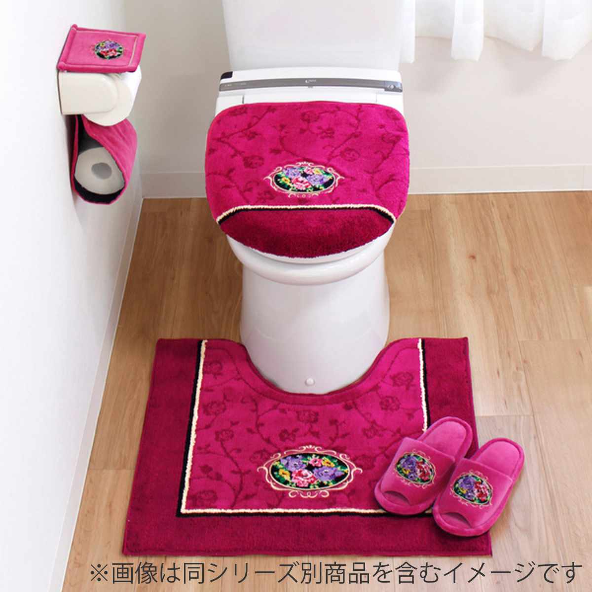 トイレスリッパ シェニールロゼ スリッパ ( トイレ用スリッパ 前開き 洗濯OK 25cmまで シェニール織り トイレ用品 洗える ルームスリッパ ベルネット調 バラ ピンク グリーン ベージュ ) 【グリーン】 グリーン