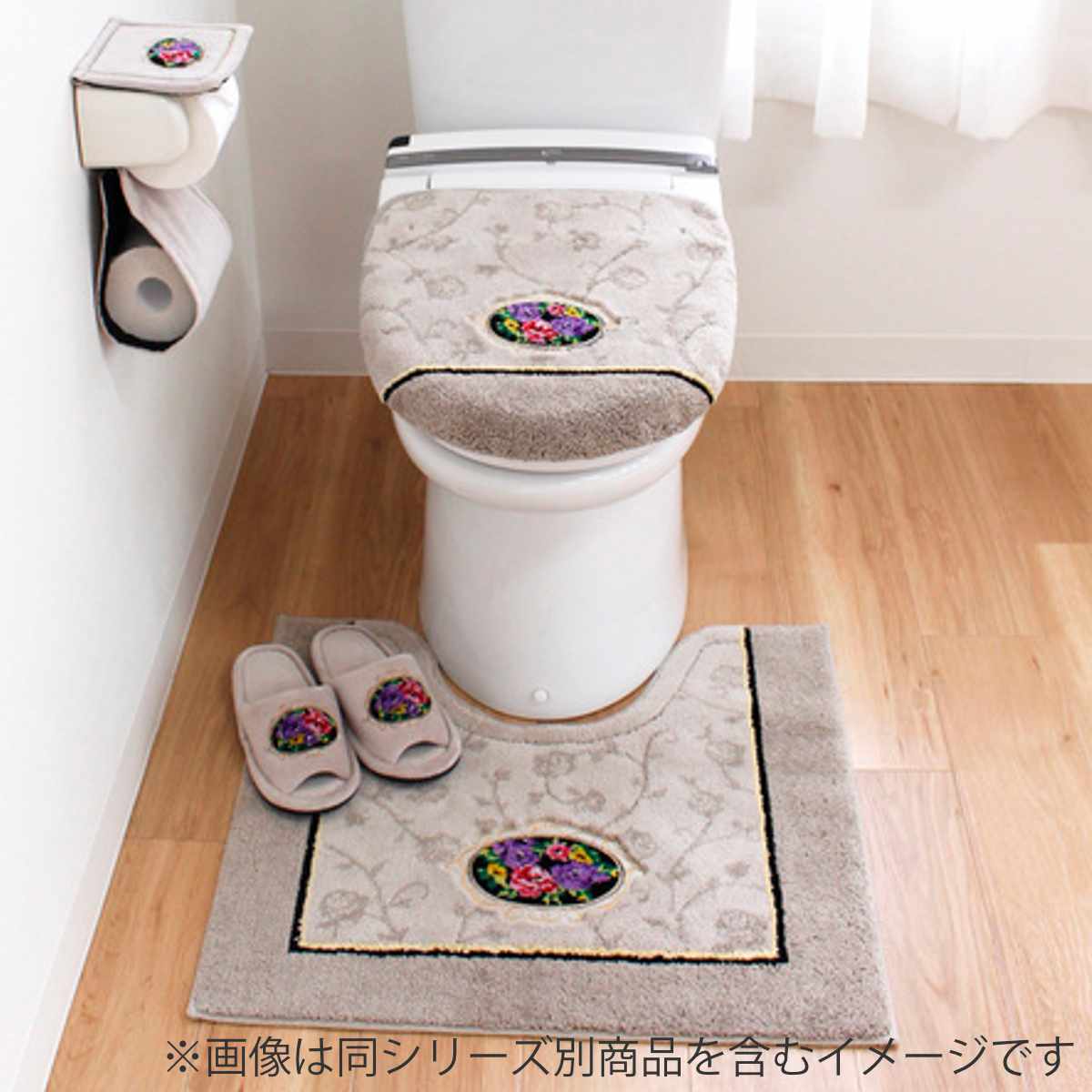 トイレスリッパ シェニールロゼ スリッパ ( トイレ用スリッパ 前開き 洗濯OK 25cmまで シェニール織り トイレ用品 洗える ルームスリッパ ベルネット調 バラ ピンク グリーン ベージュ ) 【グリーン】 グリーン