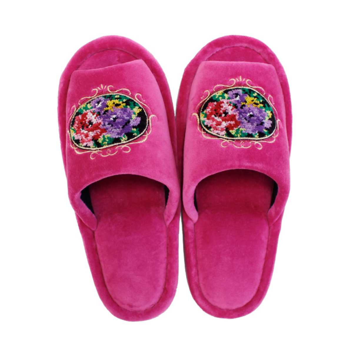 トイレスリッパ シェニールロゼ スリッパ ( トイレ用スリッパ 前開き 洗濯OK 25cmまで シェニール織り トイレ用品 洗える ルームスリッパ ベルネット調 バラ ピンク グリーン ベージュ ) 【グリーン】 グリーン