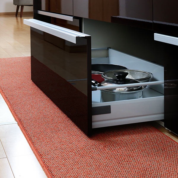 キッチンマット 45×240cm PLYS ( キッチン マット 240cm キッチンラグ カーペット ラグ 台所マット 長方形 インテリアマット 洗える 滑り止め おしゃれ ウォッシャブル オールシーズン ) 【グレー】 グレー