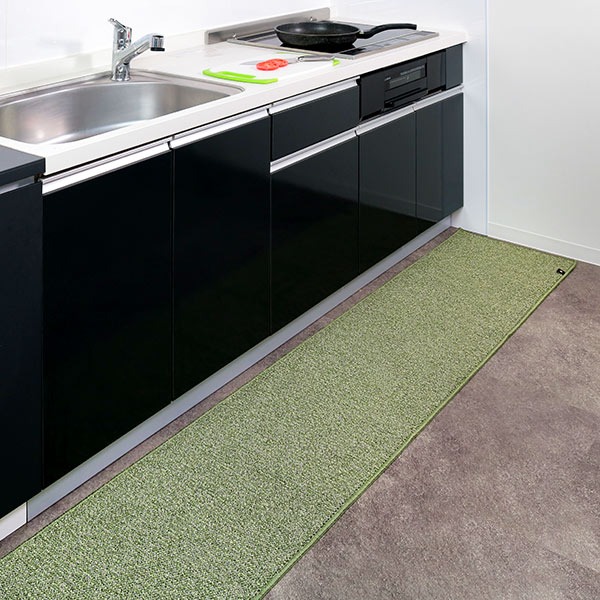 キッチンマット 45×240cm PLYS ( キッチン マット 240cm キッチンラグ カーペット ラグ 台所マット 長方形 インテリアマット 洗える 滑り止め おしゃれ ウォッシャブル オールシーズン ) 【グレー】 グレー