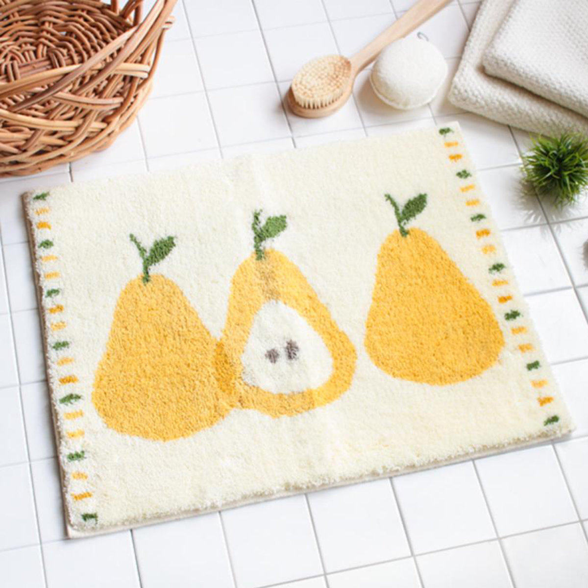 バスマット 乾度良好 ミネット カーム 48×60cm 速乾 Ag抗菌 ( マット 足ふきマット 風呂マット 防臭 大判 銀 銀イオン 北欧 抗菌 銀抗菌 吸水マット お風呂マット 足拭きマット 浴室マット すべり止め 日本製 ウィルトン織り ) 【グレー】 グレー