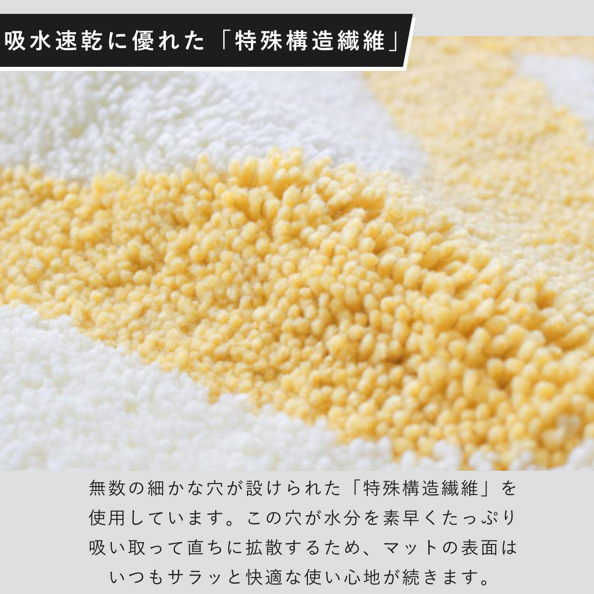 バスマット 乾度良好 ミネット カーム 48×60cm 速乾 Ag抗菌 ( マット 足ふきマット 風呂マット 防臭 大判 銀 銀イオン 北欧 抗菌 銀抗菌 吸水マット お風呂マット 足拭きマット 浴室マット すべり止め 日本製 ウィルトン織り ) 【グレー】 グレー