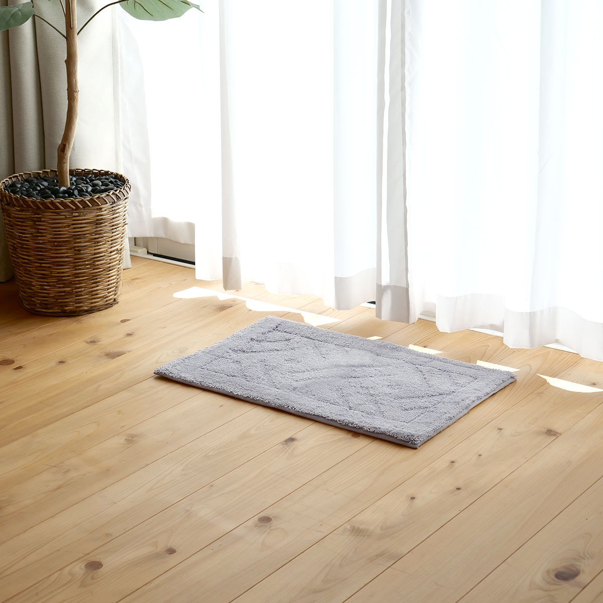 バスマット 乾度良好 リッカ 36×55cm 速乾 ( お風呂マット 足拭きマット お風呂 バスグッズ 浴室マット 玄関マット 吸水 抗菌 防臭 洗濯OK シンプル ) 【ベージュ】 ベージュ