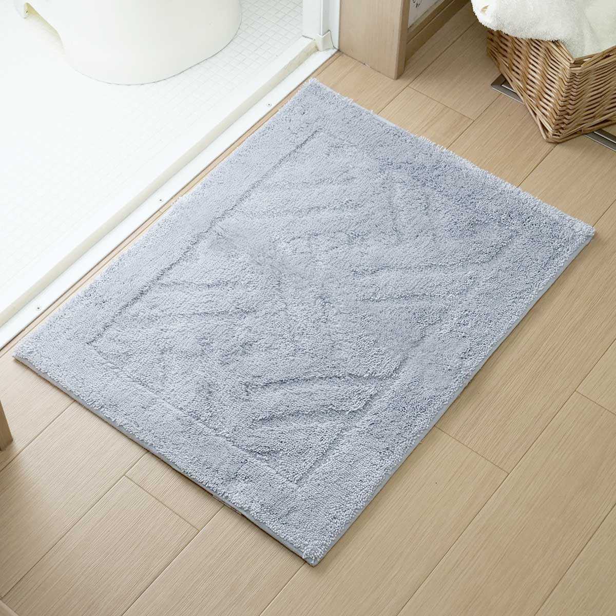 バスマット 乾度良好 リッカ 45×60cm 速乾 ( お風呂マット 足拭きマット お風呂 バスグッズ 浴室マット 玄関マット 吸水 抗菌 防臭 洗濯OK シンプル ) 【ネイビー】 ネイビー