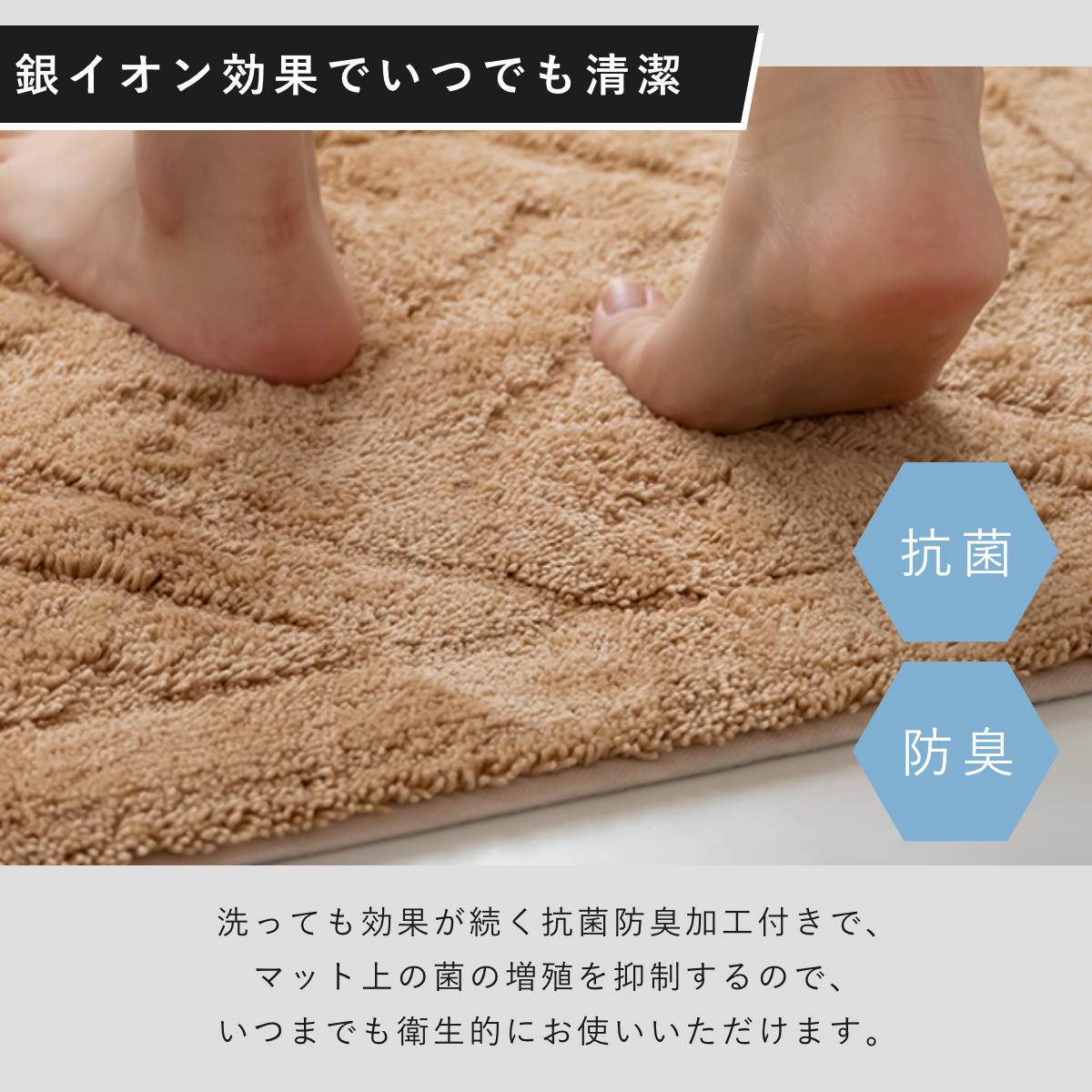 バスマット 乾度良好 リッカ 45×60cm 速乾 ( お風呂マット 足拭きマット お風呂 バスグッズ 浴室マット 玄関マット 吸水 抗菌 防臭 洗濯OK シンプル ) 【ネイビー】 ネイビー